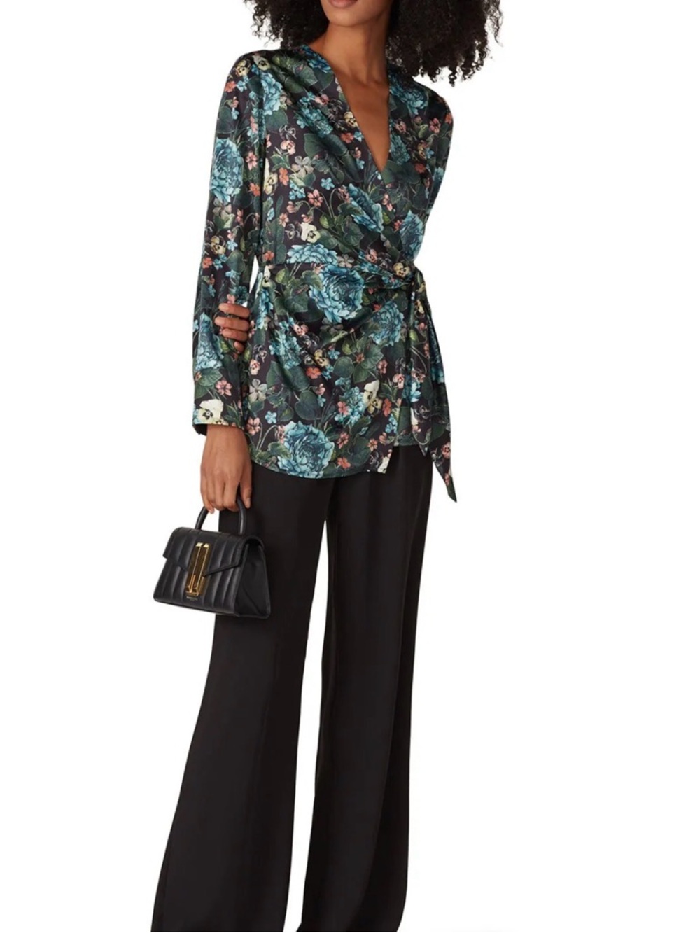 BADGLEY MISCHKA Floral Satin Blouse